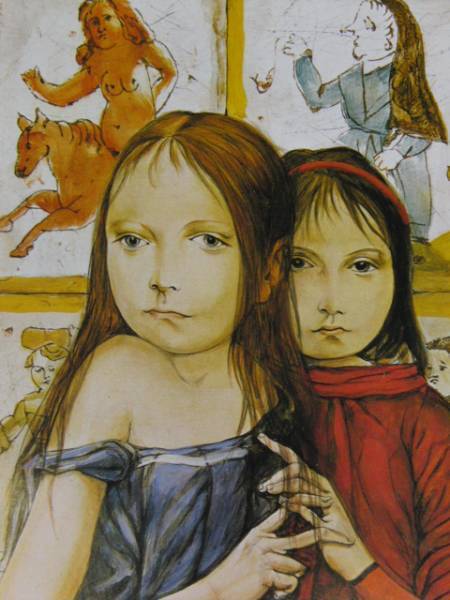 Tsuguharu Foujita, Enfants, Du raisonné, Extrêmement rare, Signé sur la planche, Nouveau cadre inclus, frais de port inclus, l'IAFA, Peinture, Peinture à l'huile, Portraits