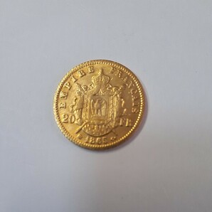 フランス 硬貨 古銭 ナポレオン三世 1865年 レジオンドヌール勲章 月桂樹 鷲 盾 20フラン 直径:約21mm 重量:約4.0gの画像3