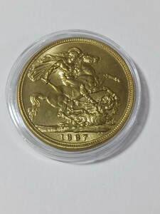 イギリス 硬貨 古銭 ヴィクトリア女王 1887年 聖ジョージ 竜殺し ナイト ドラゴン コイン 重量:約26.0g