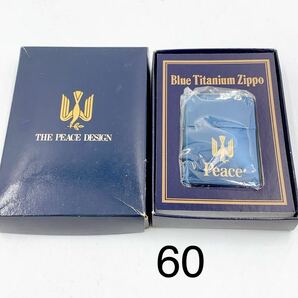 4AD147 希少 Zippo Peace Blue Titanium Zippo 本箱付属 現状品の画像1