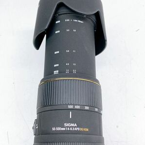 4AD079 1円〜 SIGMA 50-500mm 1:4-6.3 APO DG HSM ケース付属 望遠レンズ 中古 現状品 動作未確認の画像7