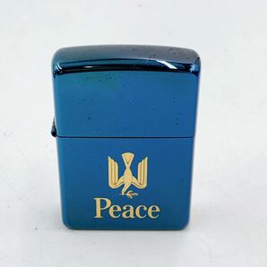 4AD147 希少 Zippo Peace Blue Titanium Zippo 本箱付属 現状品の画像2