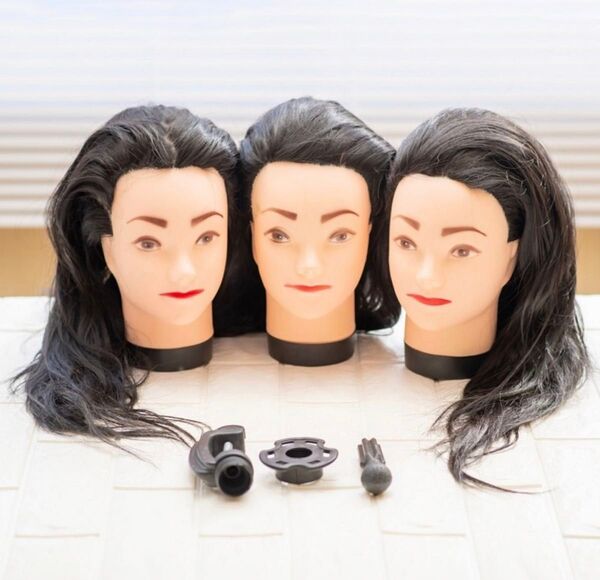 【新品 送料無料】カット練習用 ウィッグ 3個セット レディース ロング 編み込み カットウィッグ 美容 レジーナ 美容学生