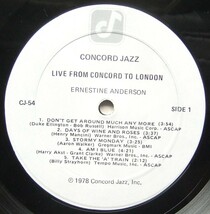 ◆ ERNESTINE ANDERSON / Live From Concord To London ◆ Concord Jazz CJ-54 ◆_画像3