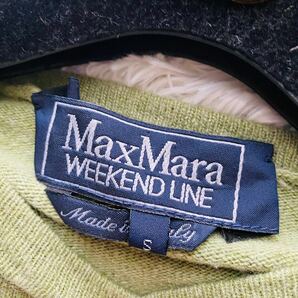 希少カラー●マックスマーラ カシミヤ アンゴラ ふんわり ハイゲージニット セーター グリーン バンドカラー S イタリア製 Max Maraの画像6