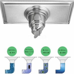 排水ユニット 排水トラップ 床排水管 排水口カバー シャワー床排水 排水効果強い ステンレス鋼 排水 防菌 衛生管理 長方形 バスの画像2