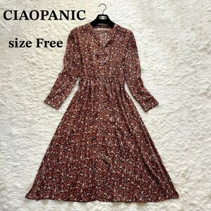 【極美品】CIAOPANIC チャオパニック 花柄ワンピース 総柄 長袖 春夏