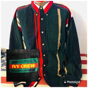 アメリカ古着　ビッグサイズ　IVY CREW XL マルチストライプ柄　ボタンダウンシャツ