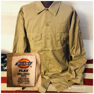 ビッグサイズ　ディッキーズ　Dickies 2XL ワークシャツ　ベージュ