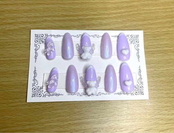 未使用 ネイルチップ パープル ロング 夢可愛 現品販売