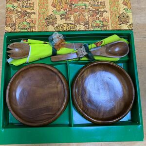 木製 木皿スプーンセット　天然木