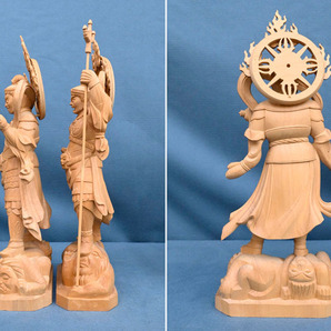 KP161 木彫り 彫刻 四天王立像 仏像 4体セット 置物 仏教美術の画像5