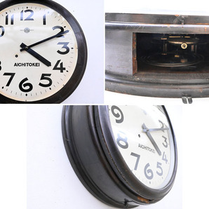 FN193 大き目 アンティーク 昭和レトロ 愛知時計 アイチ ゼンマイ式 壁掛け 掛時計 柱時計 木製 大時計 アナログ 機械式の画像4