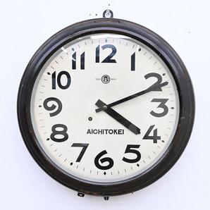 FN193 大き目 アンティーク 昭和レトロ 愛知時計 アイチ ゼンマイ式 壁掛け 掛時計 柱時計 木製 大時計 アナログ 機械式の画像1