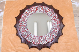 MO11 陶板 クラシック 壁掛け鏡 ウォールミラー オブジェ 飾り物