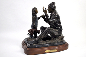 【Victor Issa】 ブロンズ像「Grandpa, the Storyteller」Maquette ビクター・イッサ 25/40 彫刻 回転台座