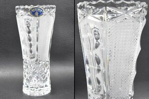 [未使用品] ボヘミアングラス クリスタル 花瓶 全高20cm 口径8.8cm ボヘミアンクリスタル ボヘミアガラス フラワーベース 花入 花器