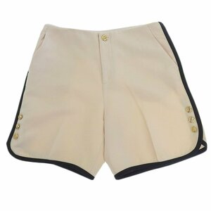 GUCCI Gucci bai color gold button shorts bottoms lady's wool × silk ivory × black 42 2018SS