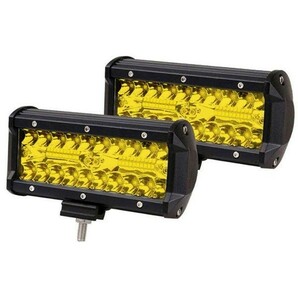 LED ワークライト 作業灯 イエロー 3000K 12V/24V 120W 防水 デッキライト フォグランプ 投光器 前照灯 車幅灯 照明 トラック 2個 04の画像4