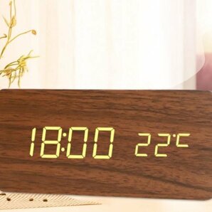 北欧 木目調 置き時計 目覚まし時計 コードレス デジタル時計 おしゃれ 置時計 アラーム 木製 LED表示 7987396 ウッド 新品 1円 スタートの画像10