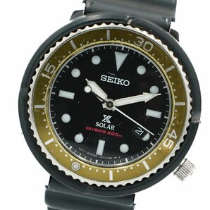 1円 稼働 SEIKO セイコー PROSPEX プロスペックス ダイバー スキューバ V147-0BZ0 ソーラー QZ デイト 黒文字盤 メンズ腕時計 313620240423の画像1