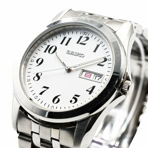 1円 SEIKO セイコー 7N43-0AM0 デイデイト QZ クオーツ 3針 白文字盤 SS ラウンド メンズ 腕時計 男性用 ブランド 278320240416