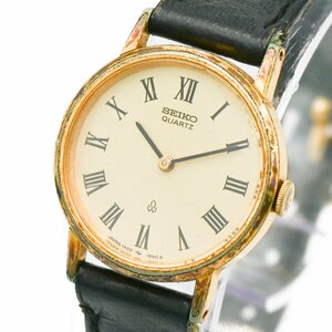 1円 SEIKO セイコー 1400-0060 金 ゴールド QZ クオーツ シャンパン文字盤 GP 腕時計 レディース レザーベルト ラウンド 252920240402