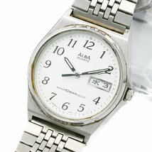 1円 SEIKO セイコー ALBA アルバ V743-8A10 QZ クオーツ デイデイト 3針 シルバー文字盤 SS 腕時計 メンズ ラウンド 252220240402_画像1