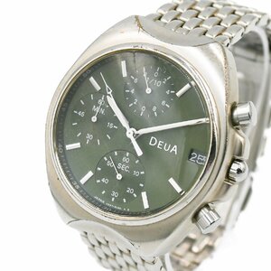 1円 稼働 SEIKO セイコー ALBA アルバ DEUA クロノグラフ V657-6040 QZ クオーツ デイト 3針 緑文字盤 SS 腕時計 メンズ 252720240402