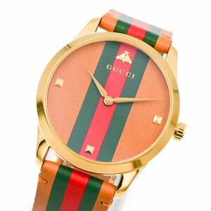 1円 稼働 GUCCI グッチ Gタイムレス 126.4 蜂 BEE ゴールド QZ クオーツ シェリーライン文字盤 腕時計 レディース スクエア 261720240402