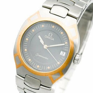 1円 稼働 美品 OMEGA オメガ seamaster シーマスター ポラリス SS/YG ゴールド QZ デイト 3針 グレー文字盤 メンズ 腕時計 268920240409