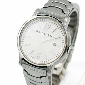 1円 稼働 BVLGARI ブルガリ Solotempo ソロテンポ ST29S QZ クオーツ デイト シルバー文字盤 SS レディース 腕時計 ラウンド 33220240416の画像1