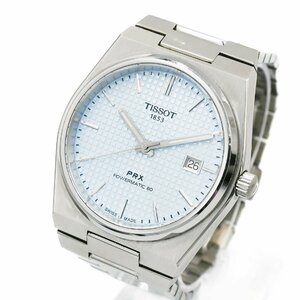 1円 稼働 美品 箱/保証書付 TISSOT ティソ PRX パワーマティック T127.410.44.081.00 ジェントルマン AT 青文字盤 腕時計 254120240402