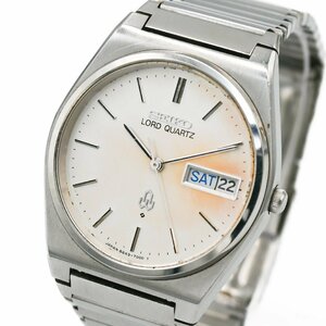 1円 稼働 SEIKO セイコー LORD QUARTZ ロードクオーツ 8243-7000 QZ クオーツ デイデイト シルバー 銀文字盤 メンズ 腕時計 315120240423