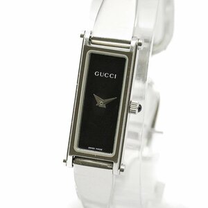 1円 稼働 GUCCI グッチ 1500L バングルウォッチ シルバー QZ クオーツ 黒文字盤 SS レディース 腕時計 スクエア ブランド 39420240423