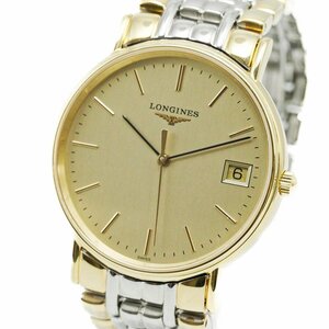 1円 稼働 美品 LONGINES ロンジン PRESENCE プレザンス L4.819.2 QZ クオーツ 3針 ゴールド 金文字盤 SS GP コンビ 腕時計 311920240423