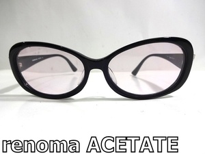 X4D004■本物■ レノマ renoma ACETATE ブラックロゴ柄デザイン サングラス メガネ 眼鏡 メガネフレーム