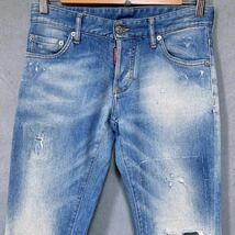 DSQUARED2 ディースクエアード 18CM SLIM JEAN DENIM JEANS ダメージ リペア 加工 スリムストレッチ デニムパンツ size.42 MADE IN ITALY_画像2