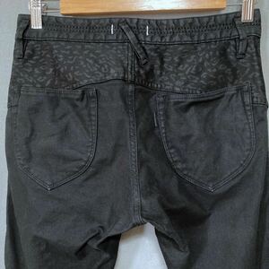 Rags McGREGOR × nonnative ラグスマクレガー ×ノンネイティブ 豹柄切り替え ストレッチ スキニー コットン パンツ size.00 (S) ブラック