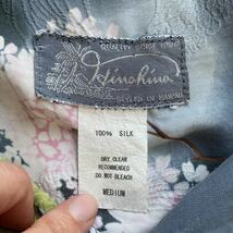 USA製 HinaHina HAWAII ヒナヒナ VINTAGE シルク100% 和柄 鶴 松 桜 滝 ジャパン プリント オープンカラー アロハシャツ size.M 総柄_画像7