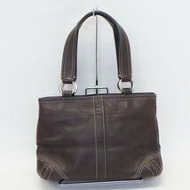 中古 コーチ COACH トートバック レザーポケット ブラウン 8A09 ベルト金具_画像2