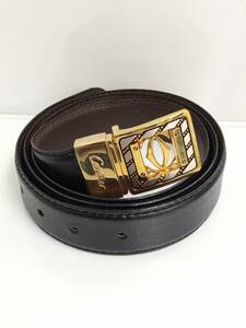 K 【Cartier】カルティエ マスト ベルト ブラック/黒 ゴールド金具 ロゴバックル インボイス対応 美品