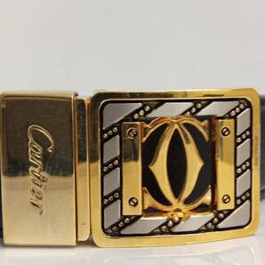K 【Cartier】カルティエ マスト ベルト ブラック/黒 ゴールド金具 ロゴバックル インボイス対応 美品の画像2
