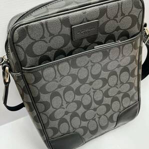 【44397.0424R】☆中古品☆COACH コーチ PVC＆レザー バッグ ショルダー ブラック メンズ の画像1