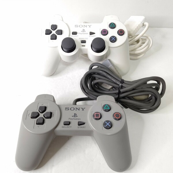 ソニー　PS PS2 コントローラー　グレー　ホワイト　美品　デュアルショック