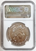 2007年 英国 イギリス ブリタニア ライオン シーテット 座像 2ポンド 1オンス 銀貨 NGC MS67 DPL 1oz_画像2