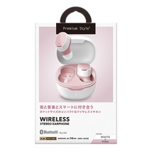 新品未開封 Premium Style Bluetooth 5.0搭載 トゥルーワイヤレスステレオイヤホン ホワイト×ピンク PG-BTE14TW6WH 送料無料_画像4