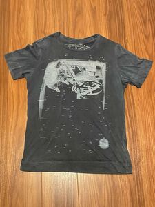 DIESEL メンズ半袖Tシャツ プリントUSED加工 ブルーグレー Mサイズ 