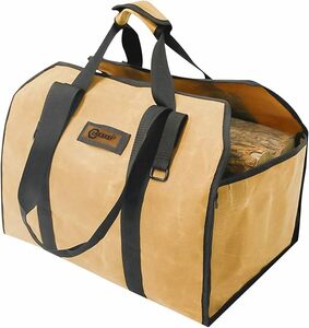 CARBABY 薪バッグ 2way使用 ログキャリー 薪ケース 持ち運び用 ハンドル付き ストーブアクセサリー 帆布製 防水（カー