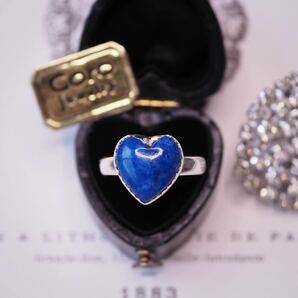 ＊ハートラピスラズリリング＊英国アンティーク イギリス ヴィンテージ 指輪 金 Victorian ring vintage antique gold lapis lazuli Kの画像1